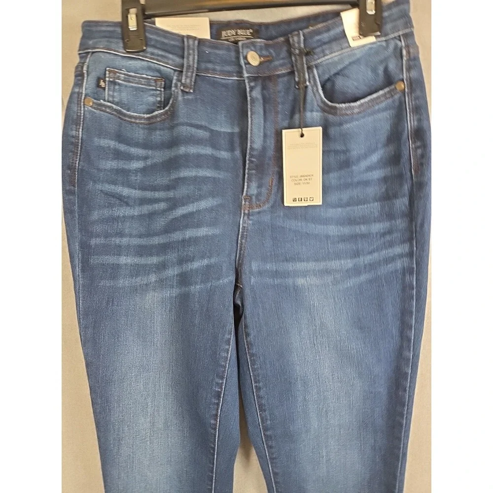 Judy Blue Jeans Womens 11/30 Blue Skinny Fit Waist Fringe Cut Bottom Boho‎ NEW